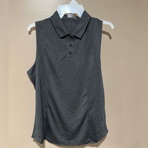 Women’s Vneck golf sleeveless shirt. Charcoal grey size sm, med, large.